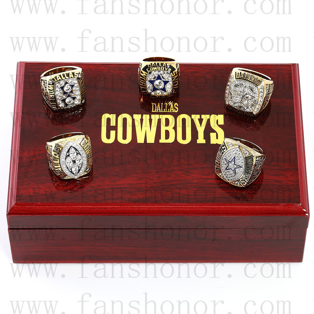 San Francisco 49ers - Super Bowl 5 Ring Set With Wood Display