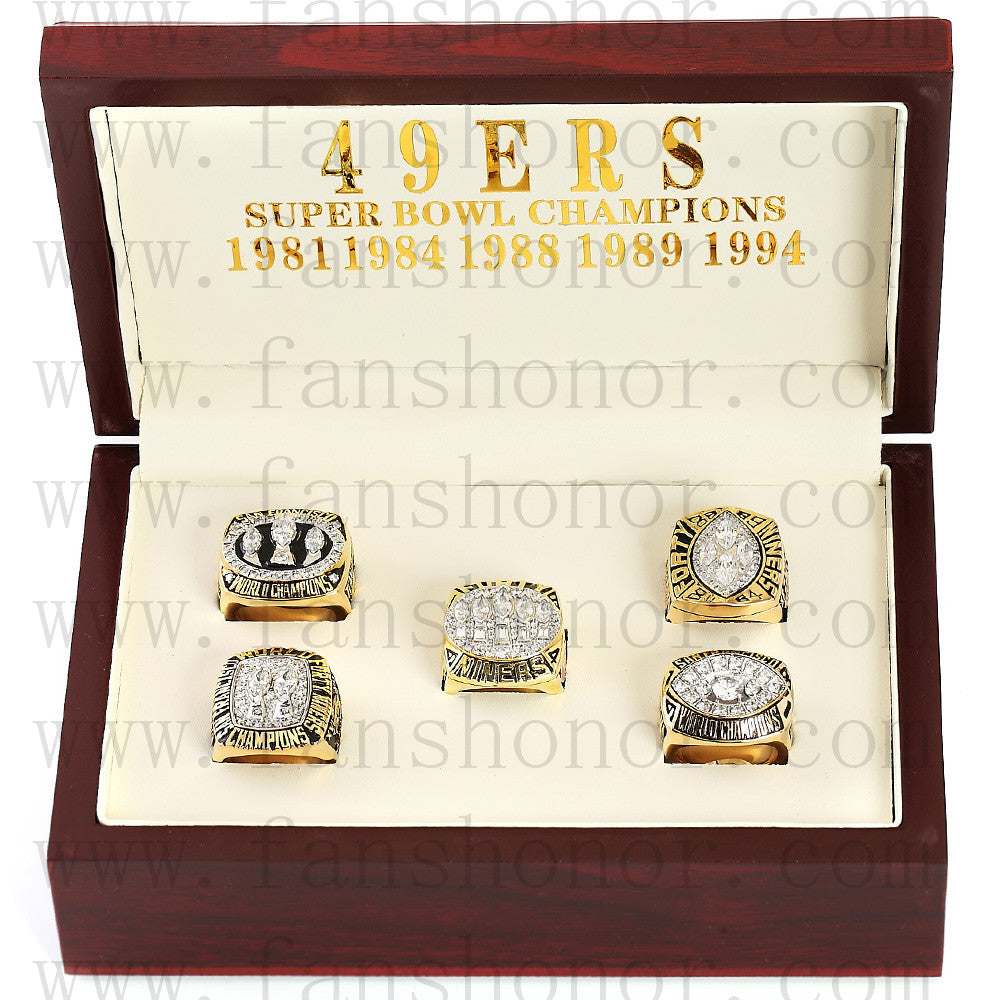 NFL 1981 1984 1988 1989 1994 San Francisco 49Ers Super Bowl Championship  Replica Fan Rings Set