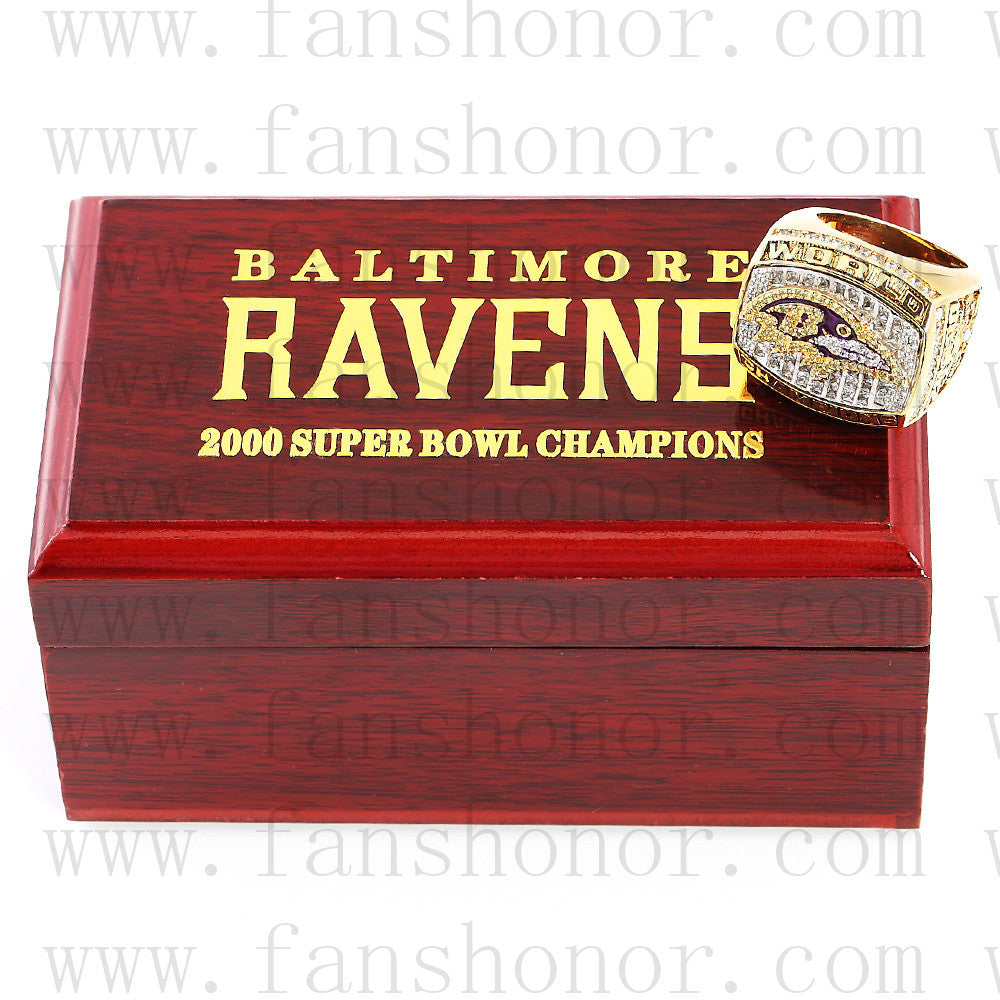 Baltimore Ravens - 2 Super Bowl Ring Set With Wooden Box.. Ray