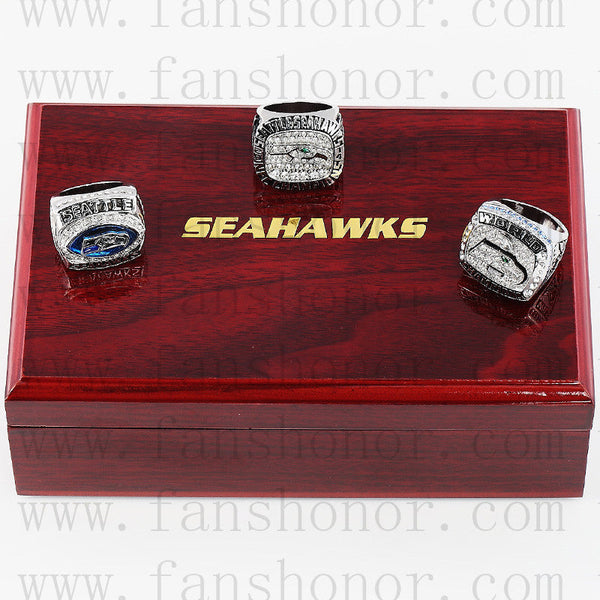 Customized Seattle Seahawks NFL NFC Championship Rings Set Wooden Disp